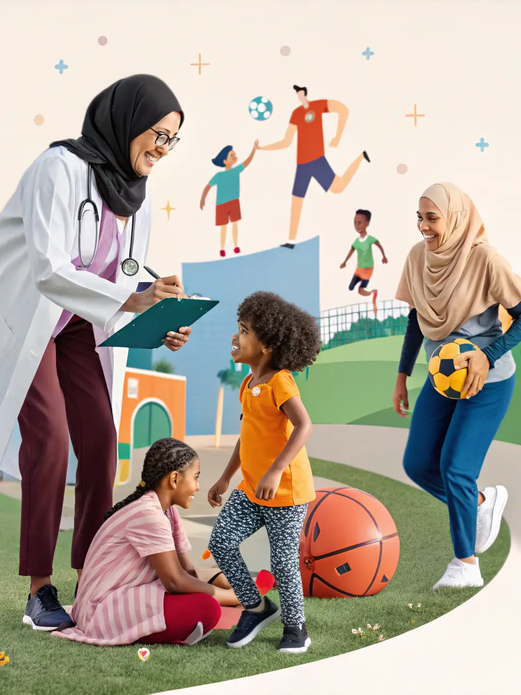 A dynamic image of people of different ages and abilities participating in adapted physical activities, highlighting the organization's commitment to inclusivity.