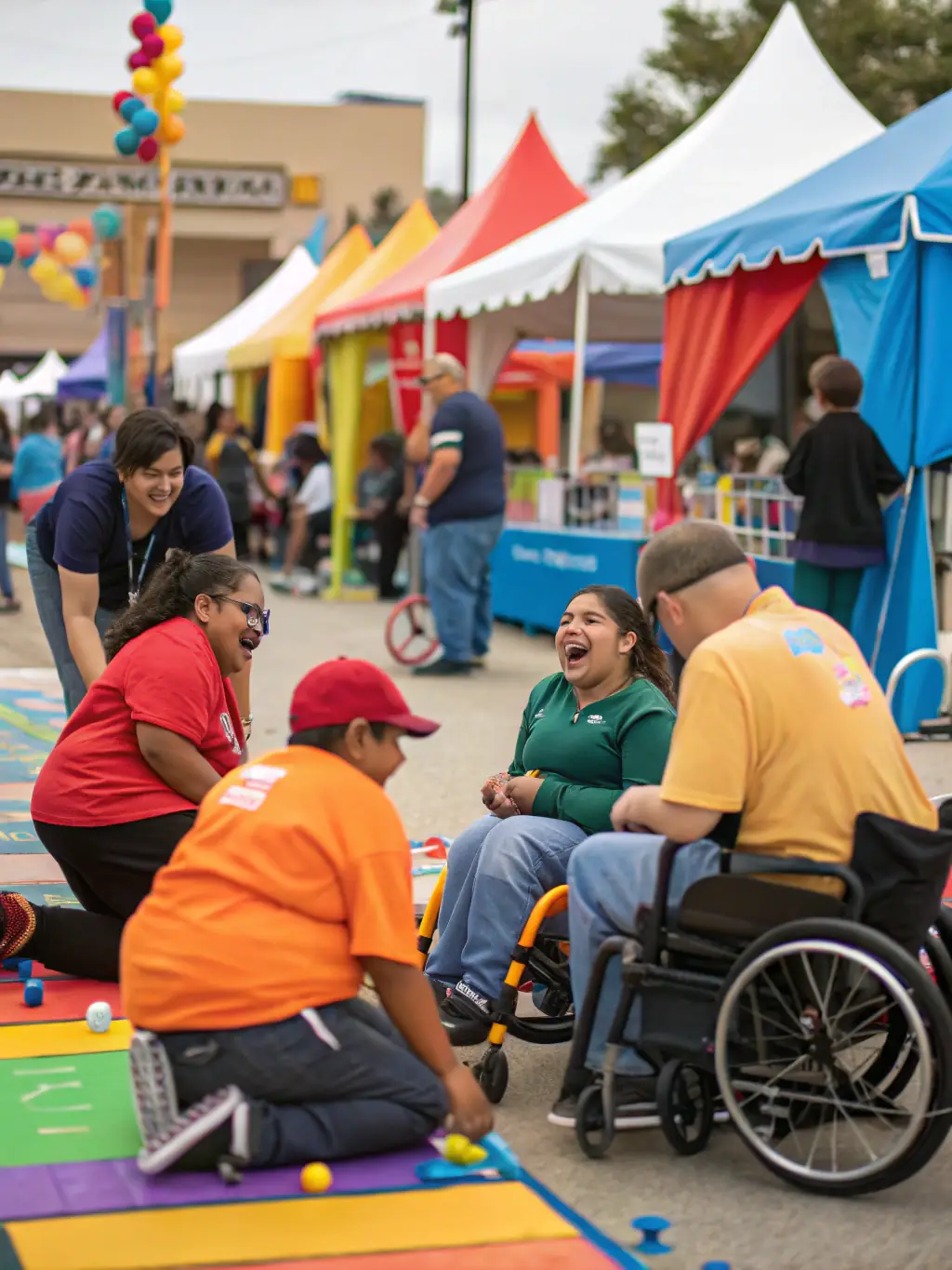 A photo of participants engaged in an adapted physical activity session, demonstrating inclusivity and accessibility for individuals with varying abilities, promoting health and well-being.